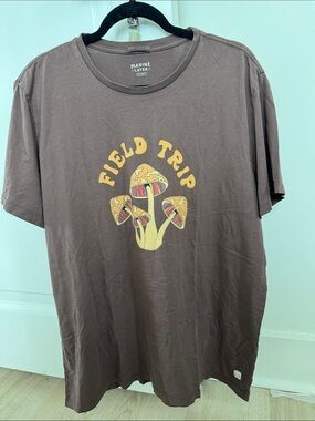 Marine Layer Brown Tee with Yellow Mushroom Graphic